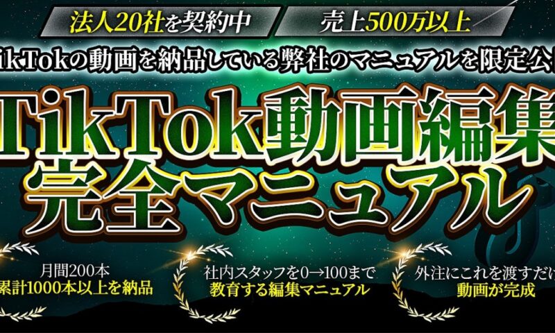 【最終7万円-500部限定】TikTok動画編集完全マニュアル　 りゅうき