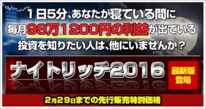 ナイトリッチ2016　【オーバーナイト版】　　日経225先物サイン判定ソフト 定価：¥29,800