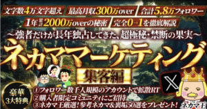 〜強者が独占してきた禁断の果実〜 完全0→1でも達成可能！ネカママーケティング徹底解説【集客編】　ネカマ王