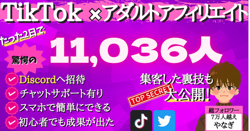 【動画作成ド初心者でも再現できた】TikTok集客を大公開！！【アダルトアフィリエイト】 やなぎ｜プロフ見てね