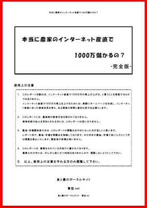 農家のインターネット産直で1000万