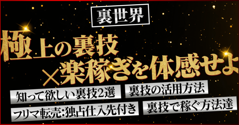 【裏世界】極上の裏技×楽稼ぎを体感せよ_安定的な月30万の副業収入を目指せ けい@楽稼ぎマシーン