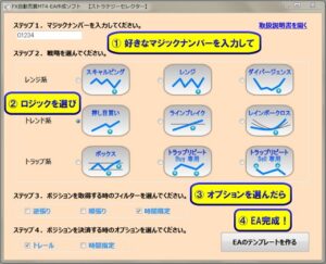 FXの戦略を選ぶだけ 自動売買EAかんたん作成ソフト【ストラテジーセレクター】 定価:¥15,000