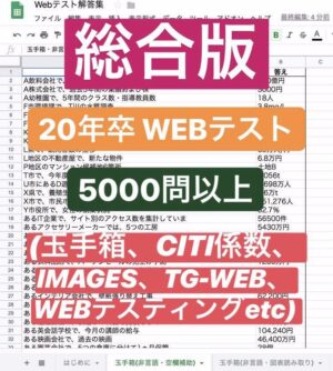 【 20卒 WEBテスト解答集 】 玉手箱 TG-WEB CUBIC GAB WRINKLE CITI Webテスティング tan 就活 就職活動 SPI 四季報 ES 面接 自己分析 2020
