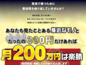★たった3ヶ月で200万円稼いだ★〇〇を見るだけで嘘みたいに勝てる競馬術★面倒な選定はもう不要！マニュアル通り賭けてください。