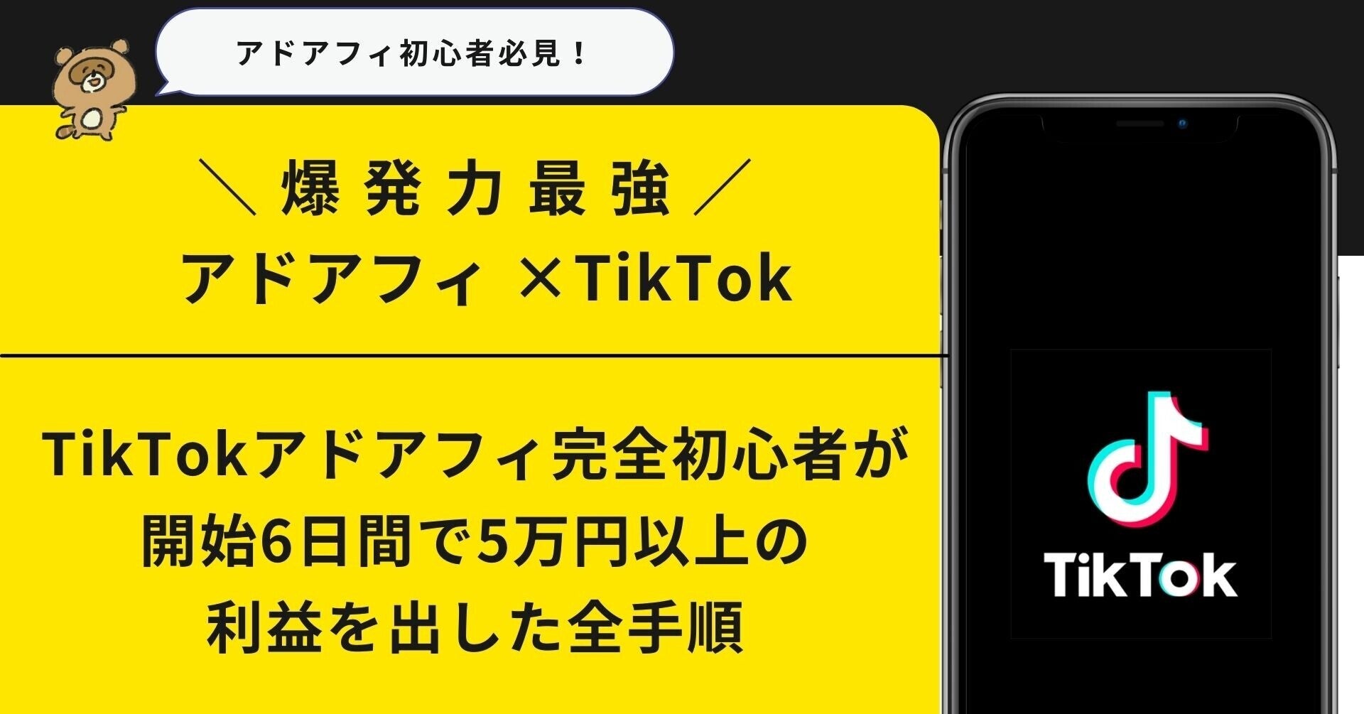 TikTokアドアフィ完全初心者が開始6日間で5万円以上利益を出した全手順　たぬき