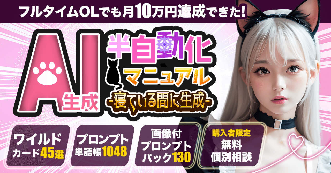 フルタイムOLが寝ながら月10万達成!【超実践的】AI生成半自動化マニュアル~充実した特典ですぐに実践~ もいねこの裏部屋