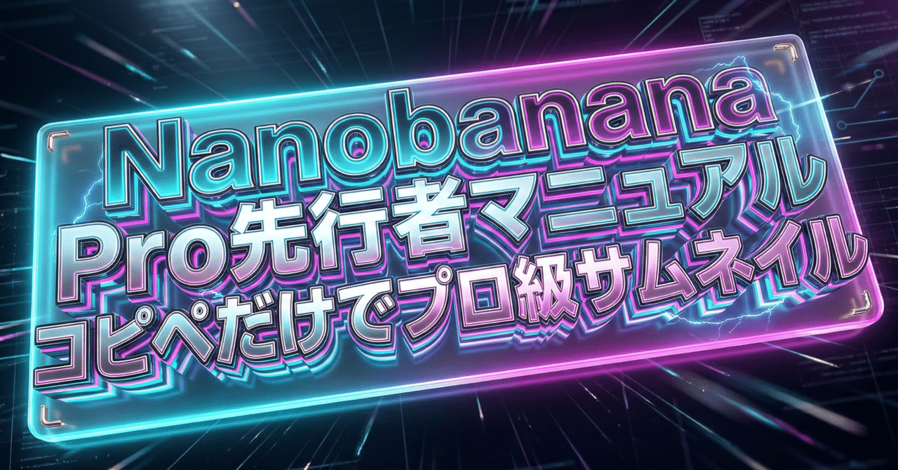 【初心者特化】Nanobanana Pro先行者マニュアル｜コピペだけでプロ級サムネイル　働くライター｜AI×note