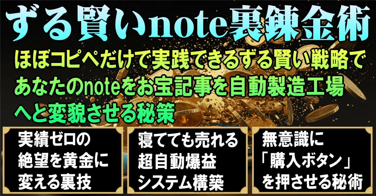 ずる賢いnote裏錬金術 実績不要！ほぼコピペだけで実践できるずる賢い戦略で、あなたのnote記事を現金自動製造機へと変貌させる秘策　かんまき