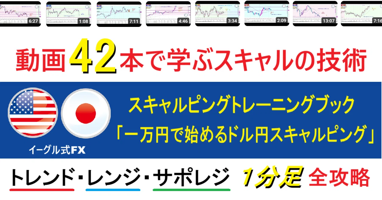 【FX】公開開始します✨解説動画42本収録✨スキャルピングトレーニングブック「一万円で始めるドル円スキャルピング」　イーグルFX💎Investor_Eagle