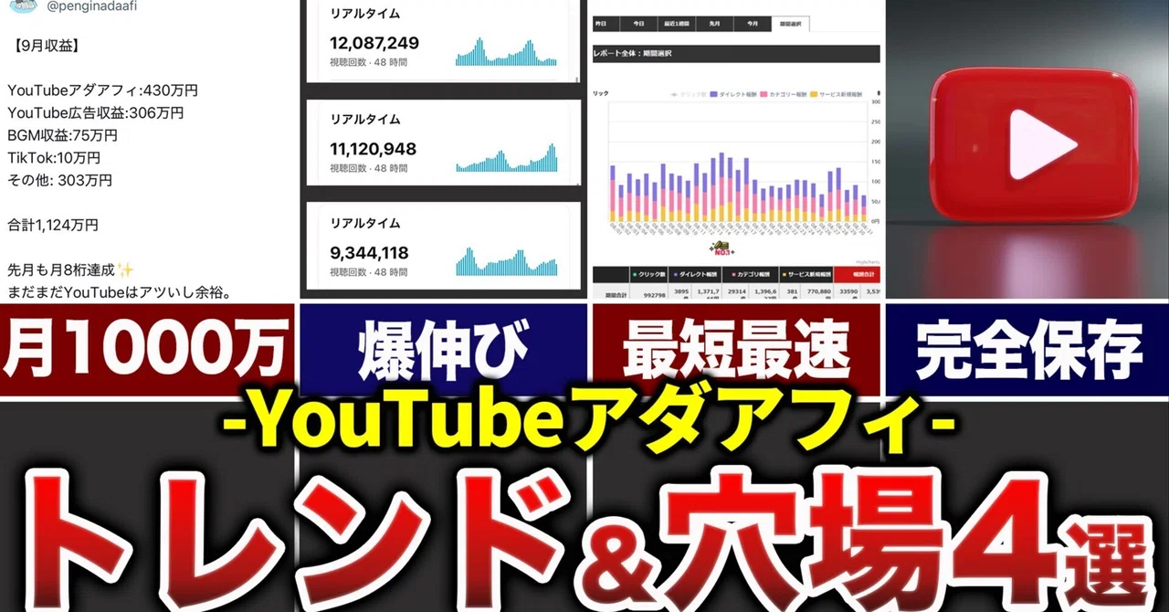 YouTubeアダアフィのトレンド&穴場ジャンル４選　ペンギン